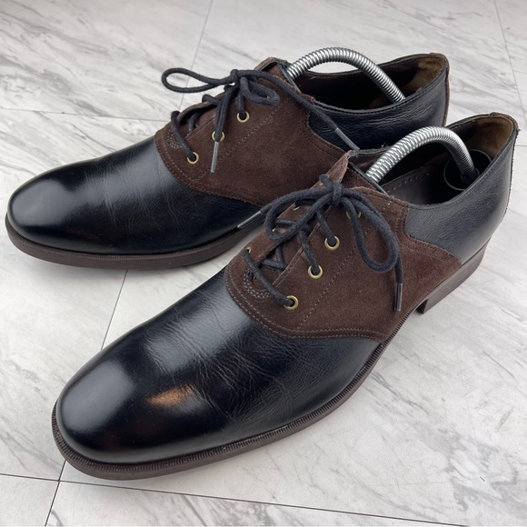 •Cole Haan Copley Saddle C13134 Men\'s 10.5 Black Leather Brown Sude Oxford Shoes main image 4